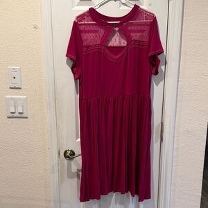 Torrid Deep Pink Mesh Detail Top